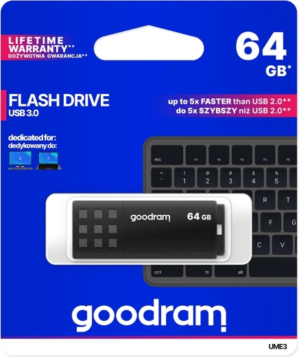usb-flashstation goodram ume3 64 gb usb 3.0 zwart