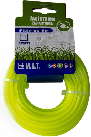 Nylon maaikoord 3,0 mm vierkant, 15 m, groen