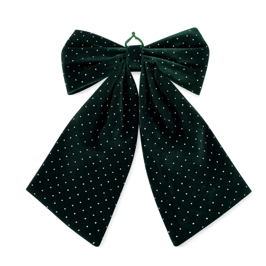 Kerstgroene strik met decoratieve “zirkonia” 40 × 65 cm