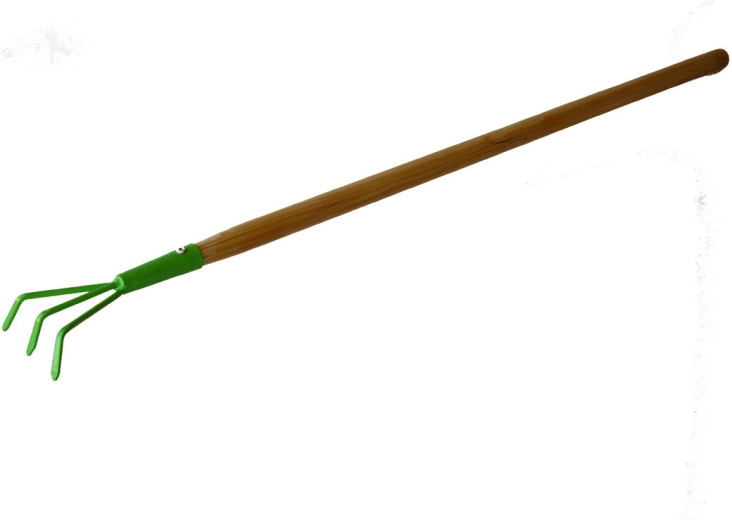 Kinder tuinklauw met drie tanden met houten steel 75 cm