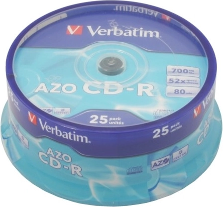 Verbatim CD-R AZO Crystal 700 MB, 52x, 25 stuks
