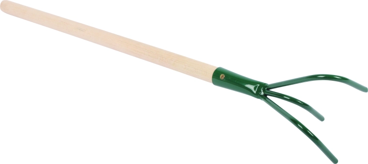 Drietandige cultivator met houten steel 50 cm
