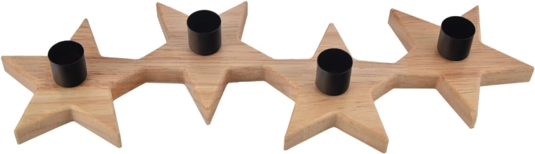 Houten adventskandelaar in stervorm 36 × 12 × 4 cm