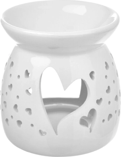Porseleinen aromalamp met hartmotief wit