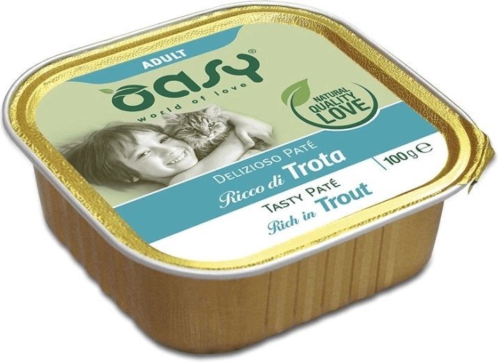 Oasy Tasty Paté voor volwassen katten met forel 100 g