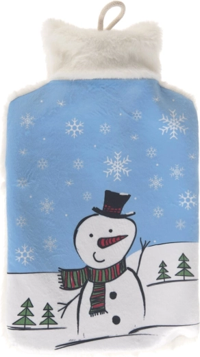 Warmwaterkruik sneeuwpop 1,6 l met pluche hoes
