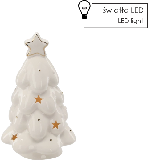 Keramische kerstboom met LED-verlichting, wit