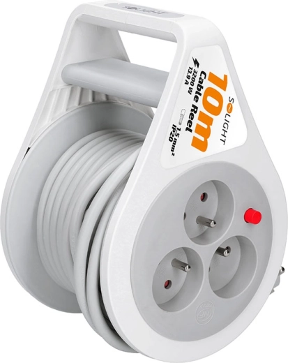 Solight verlengsnoer op haspel 10 m met 3 stopcontacten