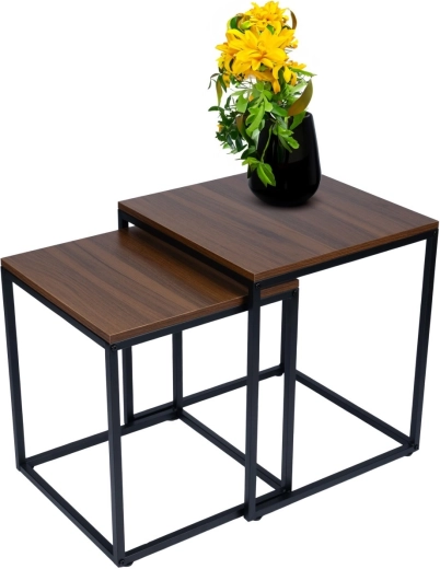 Set nestbare salontafels 2-in-1 in loftstijl, walnoot