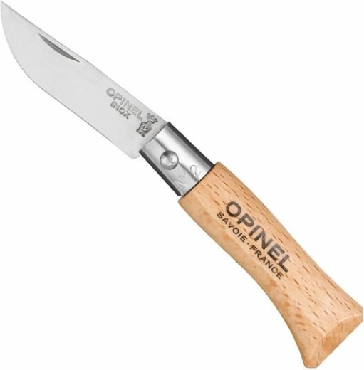 Opinel N°02 Inox zakmes 3,5 cm van beukenhout