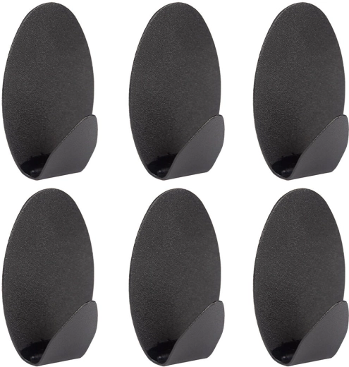 Zelfklevende ovale haken van staal, zwart (6 stuks)