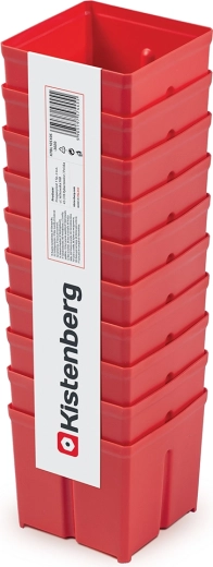 Set van 10 kunststof opbergboxen voor gereedschap, rood