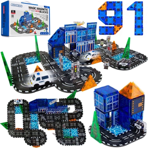 Ricokids magnetische bouwset politiestad met 91 onderdelen