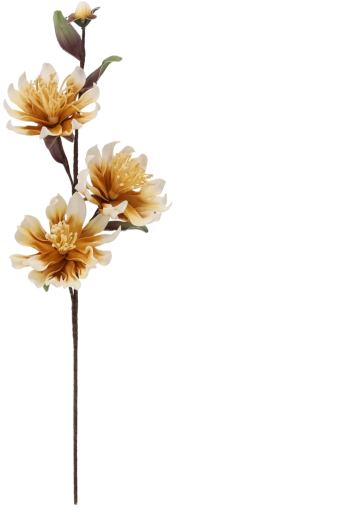 Decoratieve chrysant met 3 bloemen 101 cm geel