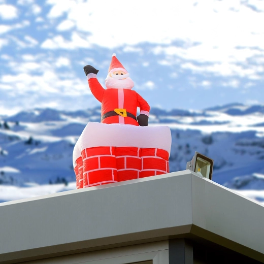 Opblaasbare Kerstman in schoorsteen met LED-verlichting 160 cm