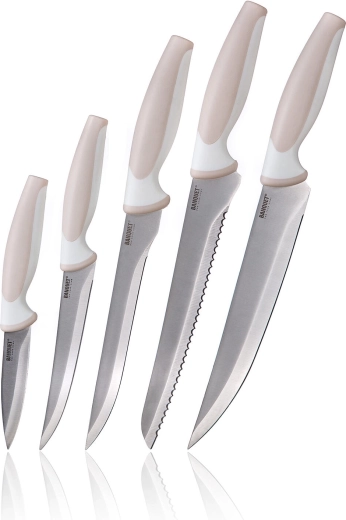 Set keukenmessen TRINITY CULINARIA, crème, 5-delig