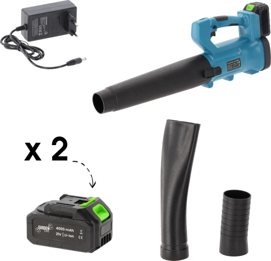 Accu-bladblazer 21 V met 2× 4Ah accu’s en lader