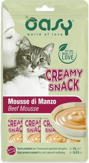 Oasy romige snack voor katten rund 4×15 g