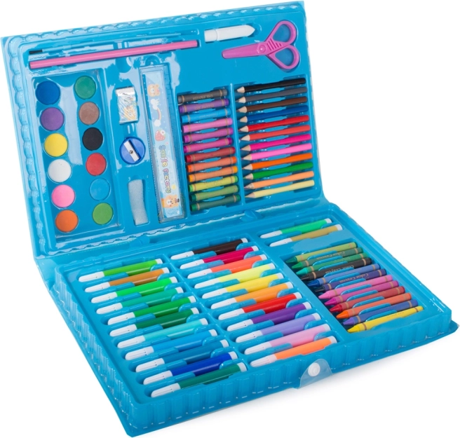 Teken- en schilderset in koffer, 86-delig – kleurpotloden, viltstiften en aquarelverf