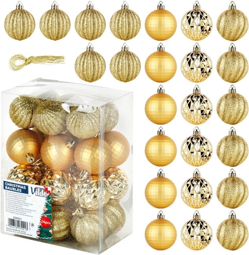 Gouden onbreekbare kerstballen 5 cm, set van 24 stuks