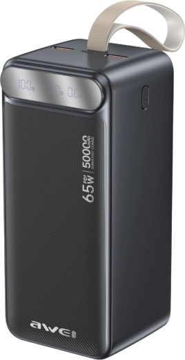 Awei powerbank 50.000 mAh 65 W PD met LED-display (2× USB-A, USB-C) - 1 stuk