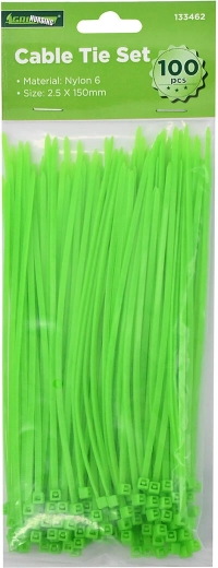 Kabelbinders 150 × 2,5 mm, groen (100 stuks)
