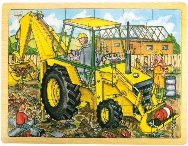 Bigjigs Toys houten puzzel graafmachine 24 stukjes