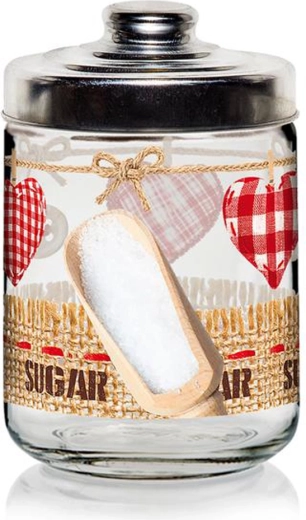 Glazen pot met deksel Cerve Valentina 800 ml voor suiker met hart