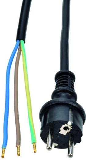 Solight flexo aansluitsnoer rubber 3× 1 mm² zwart 2,5 m