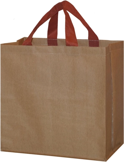 Boodschappentas van gelamineerd polypropyleen 35 × 35 × 20 cm, beige