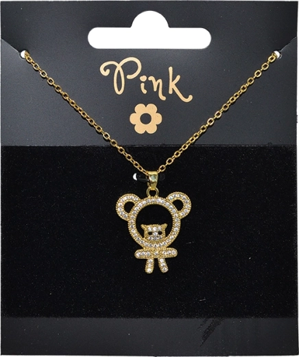 Vergulde ketting met teddybeer-hanger met kristallen