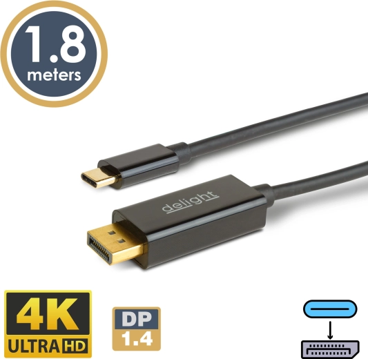 USB-C-naar-DisplayPort 1.4-kabel 4K, 1,8 m