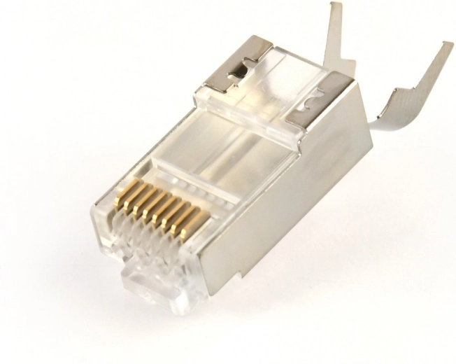 Afgeschermde pass-through modulaire RJ45 Cat7-connector, verguld 15 µ, 10 stuks