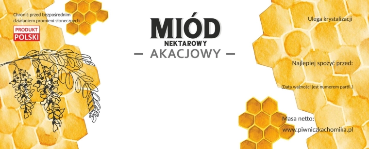 Set van 100 etiketten voor acacia bloesemhoning 154 × 60 mm