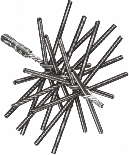 Schoorsteenborstel met veer 180 mm, staal, draad M12