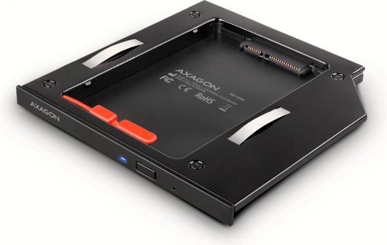 Behuizing voor SSD/HDD in notebook AXAGON 9,5 mm LED aluminium