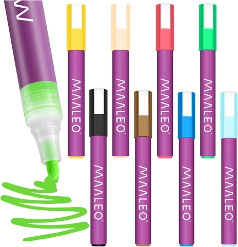 Acrylmarkers MAALEO, set van 8 kleuren