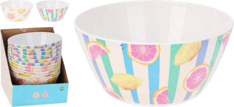 Melamine kom 25 cm, 4 l met fruitmotief