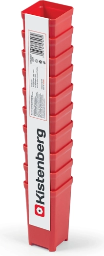 Set van 10 kunststof gereedschapsbakjes TAGER BOX, rood, 5 × 5 × 9,7 cm