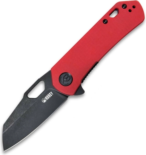 opvouwmes Kubey Duroc, zwarte stonewash AUS-10 lemmet, rode G10 handgreep, clip
