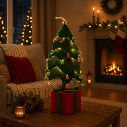 Kerstdecoratie met ledverlichting, groene boom, 70 cm