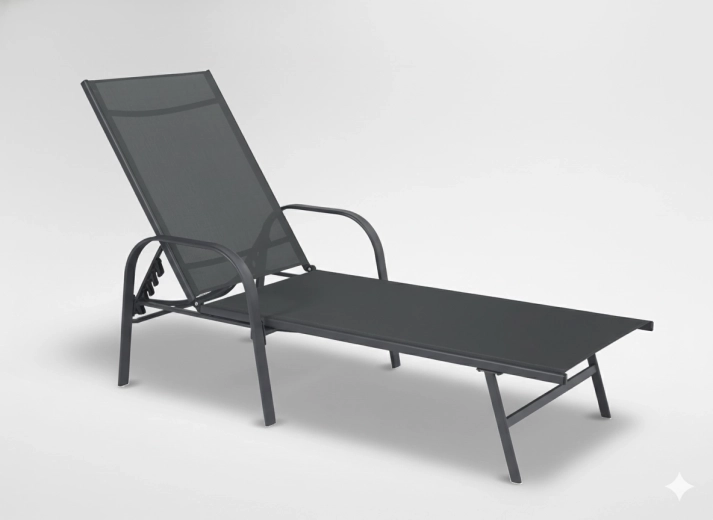 Tuinligbed met verstelbare rugleuning 195 × 69 × 94 cm, donkergrijs