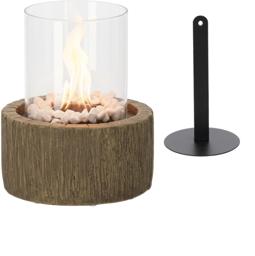 Tafel-biohaard met houtlook en witte steentjes 20 × 20 × 25 cm