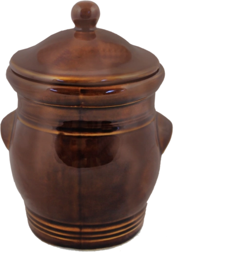 Keramische pot met deksel 3 l bruin