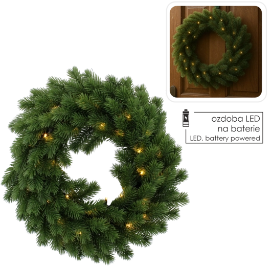 Groene LED-krans op batterijen 40 cm