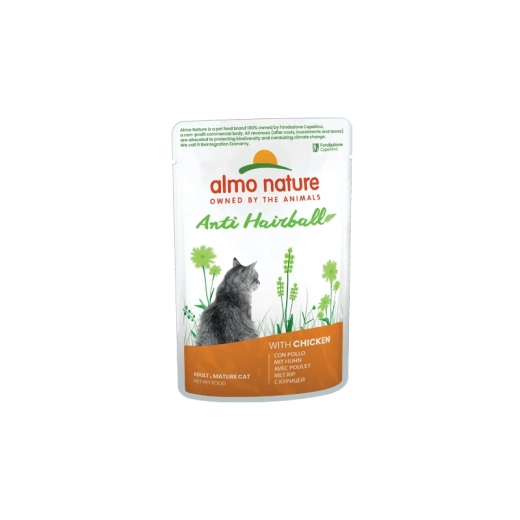 Almo Nature Anti-Hairball pouch voor katten kip 70 g