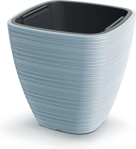Bloempot Vena Square 38,8 × 38 cm lichtgrijs met inzet