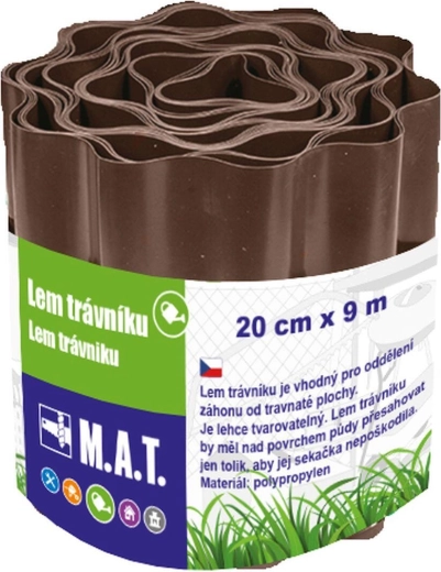 Kunststof graskant 20 cm × 9 m, bruin