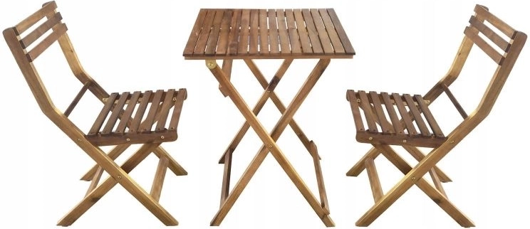 Houten tuinmeubelset van acaciahout – tafel en 2 stoelen