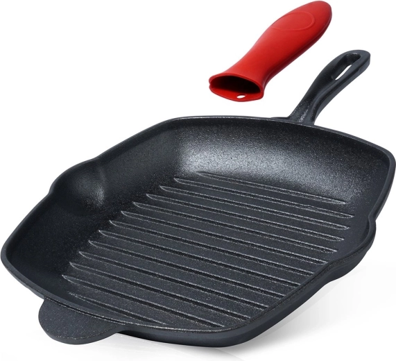 Gietijzeren grillpan met siliconen handgreephoes CAST LINE 28 × 28 cm
